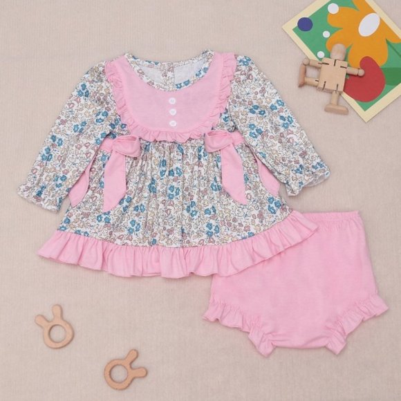 Other - Boutique Girls Floral Long Sleeve Tunic Dress & Bloomers